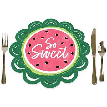 Big Dot Of Happiness Sweet Watermelon - Fruit Party Table Decor Chargers Place Setting 12 ct