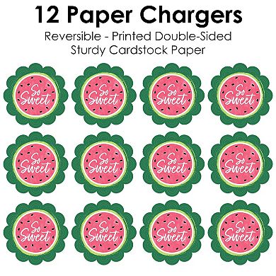 Big Dot Of Happiness Sweet Watermelon - Fruit Party Table Decor Chargers Place Setting 12 Ct
