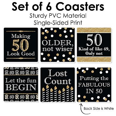 Big Dot Of Happiness Adult 50th Birthday - Gold - Funny Party Decor - Drink Coasters - 6 Ct