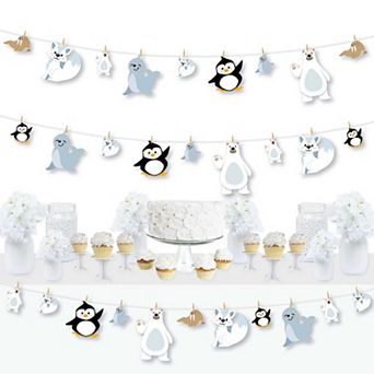 Big Dot Of Happiness Arctic Polar Animals - Party Diy Decor Clothespin Garland Banner 44 pc
