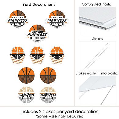 Big Dot of Happiness Basketball - Let The Madness Begin - Lawn Outdoor Party Yard Decor 10 Pc