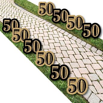 Big Dot of Happiness Adult 50th Birthday - Gold Lawn Outdoor Birthday Party Yard Decor 10 pc