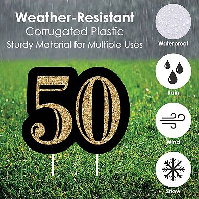 Big Dot of Happiness Adult 50th Birthday - Gold Lawn Outdoor Birthday Party Yard Decor 10 Pc