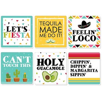 Big Dot Of Happiness Let's Fiesta - Funny Mexican Fiesta Decor - Drink Coasters - Set Of 6