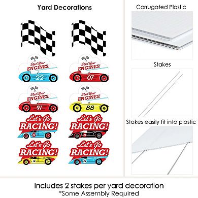 Big Dot of Happiness Let's Go Racing - Racecar - Lawn Decor - Outdoor Party Yard Decor 10 Pc