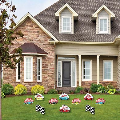 Big Dot of Happiness Let's Go Racing - Racecar - Lawn Decor - Outdoor Party Yard Decor 10 Pc