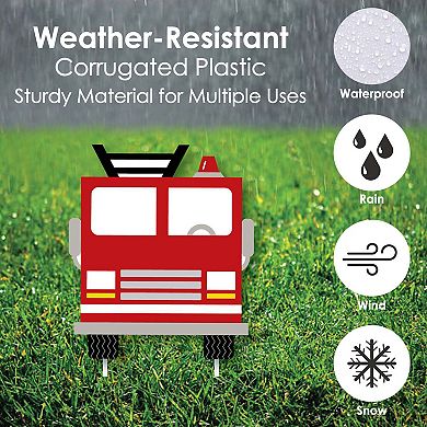 Big Dot of Happiness Fired Up Fire Truck - Lawn Decor - Outdoor Party Yard Decor - 10 Pc