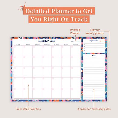 Rileys & Co Monthly Planner Desk Pad, Undated Planner Calendar