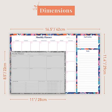 Rileys & Co Monthly Planner Desk Pad, Undated Planner Calendar