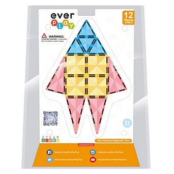 EverPlay 12 pc Mini Magnetic Tiles, Magnetic Building Blocks for Kids, Magnet for Kids 3+