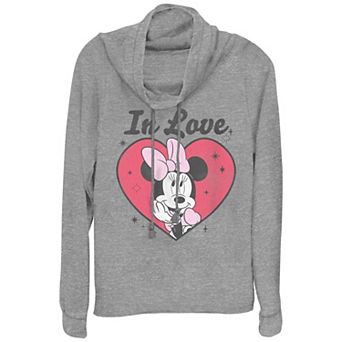Women's Minnie Mouse In Love Cowlneck Graphic Lightweight Long Sleeve