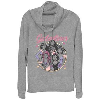 Women's Disney Princess Galentines Group Cowlneck Graphic Lightweight Long Sleeve