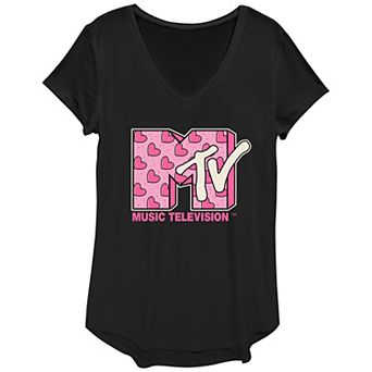 Women's MTV Heart Print Logo Graphic Tee