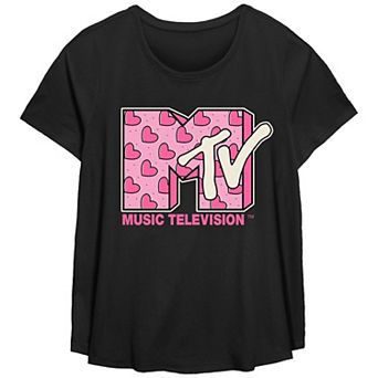 Plus Size MTV Heart Print Logo Graphic Tee