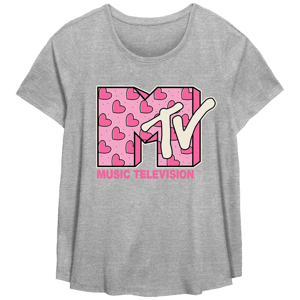 Plus Size MTV Heart Print Logo Graphic Tee