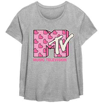 Plus Size MTV Heart Print Logo Graphic Tee
