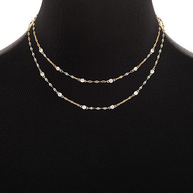 Emberly Cubic Zirconia Double-Strand Station Necklace