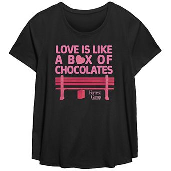 Plus Size Forrest Gump Love Is Like A Box Of Chocolates Graphic Tee