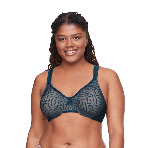 Lace Sheer Leaves Underwire Minimizer Bra