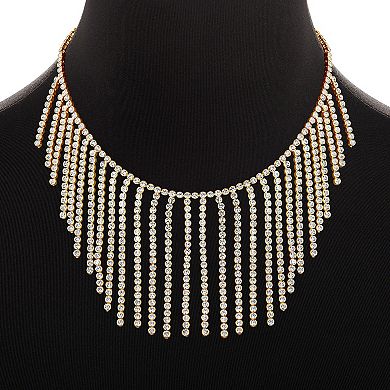 Emberly Gold Tone Crystal Tasseled Collar Necklace