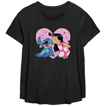Plus Size Lilo & Stitch Valentine's Kiss Graphic Tee