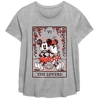 Plus Size Mickey Mouse And Minnie The Lovers Card Graphic Tee