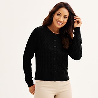 Petite Croft & Barrow® Extra Soft Classic Cable Knit Cardigan