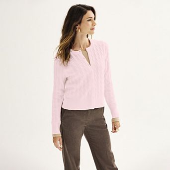 Petite Croft & Barrow® Extra Soft Classic Cable Knit Cardigan