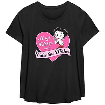 Plus Size Betty Boop Valentine Wishes Graphic Tee