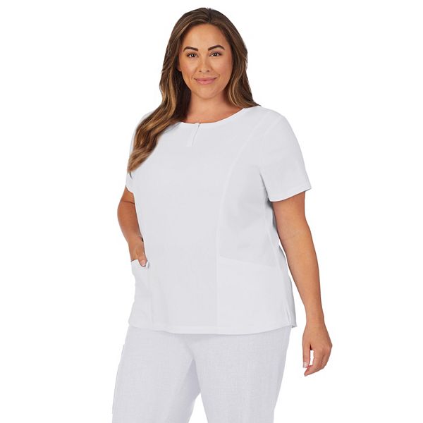 Plus Size Cuddl Duds® Scrubs Henley Top With 2 Pockets