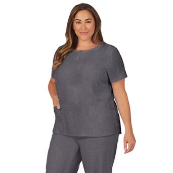 Plus Size Cuddl Duds® Scrubs Henley Top With 2 Pockets