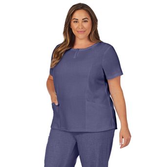 Plus Size Cuddl Duds® Scrubs Henley Top With 2 Pockets