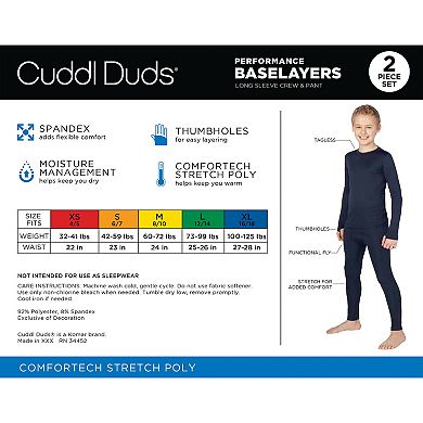 Boys 6-18 Cuddl Duds Comfortech Stretch 2-Piece Base Layer Set