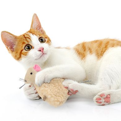 SmartyKat Madcap Mania Mouse, Refillable Plush Catnip Cat Toy with Catnip Tube