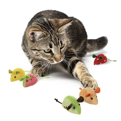 SmartyKat Skitter Slices Plush Catnip Mice Cat Toys, Set of 5