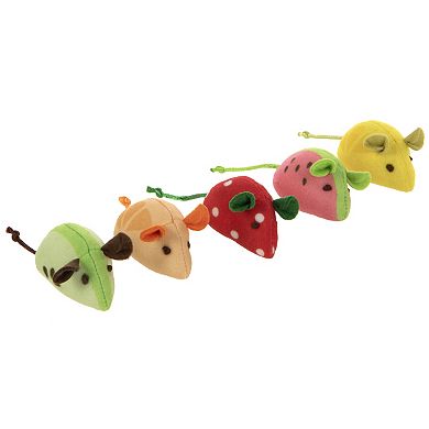 SmartyKat Skitter Slices Plush Catnip Mice Cat Toys, Set of 5