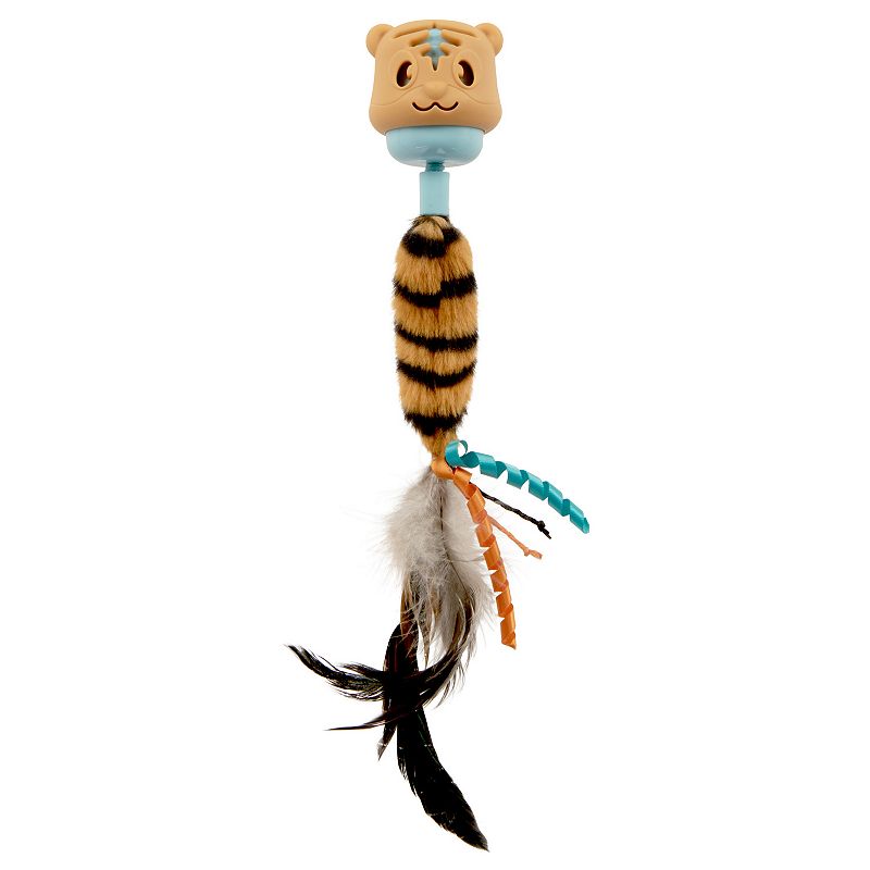 SmartyKat Twist 'N Twirl Electronic Motion Cat Toy with USB Rechargeable Battery & Twirling Feathered Teaser Tail, Multi
