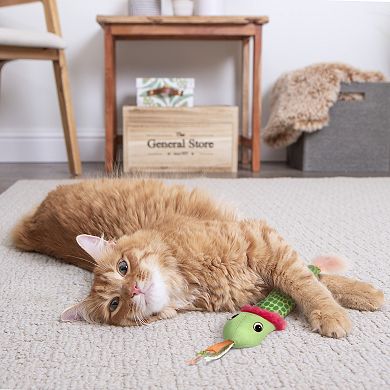 SmartyKat Crinkle Creeper Plush Snake Kicker Cat Toy with Catnip Filled Tail