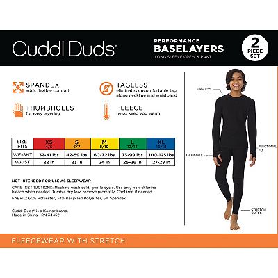 Boys 6 18 Cuddl Duds Fleecewear with Stretch 2 Piece Base Layer Set