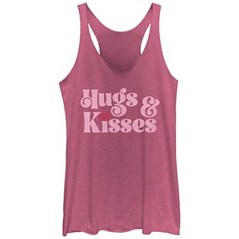 Juniors' Hugs And Kisses Tri-Blend Racerback Graphic Tank Top