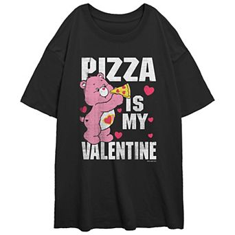 Juniors' Care Bears Pizza Is My Valentine Oversize Graphic Tee