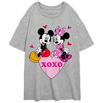 Juniors' Mickey Mouse And Minnie XOXO Graphic Tee