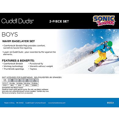 Boys 4-20 Cuddl Duds Stretch Poly 2-Piece Sonic Base Layer Set