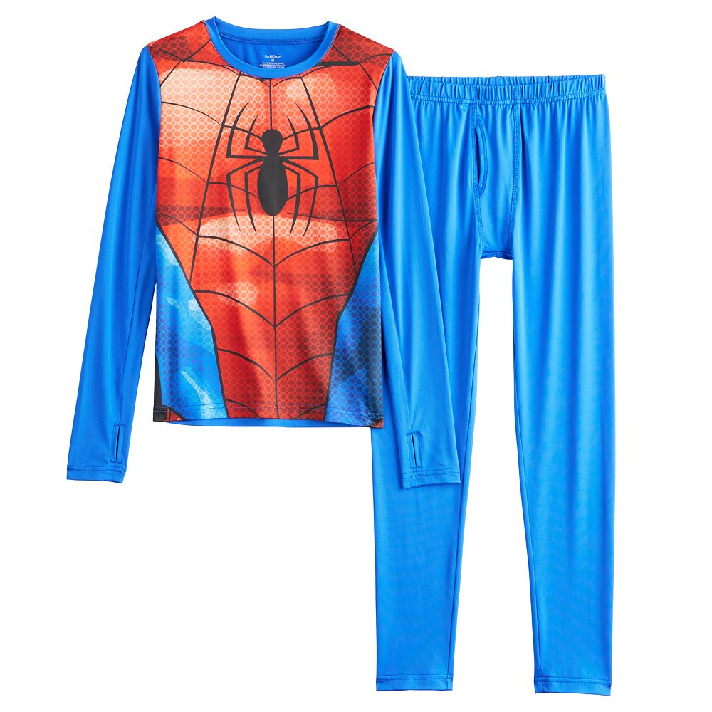 Boys 4-20 Cuddl Duds Stretch Poly 2-Piece Spiderman Base Layer Set