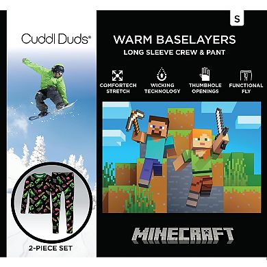 Boys 4-20 Cuddl Duds Stretch Poly 2-Piece Minecraft Base Layer Set