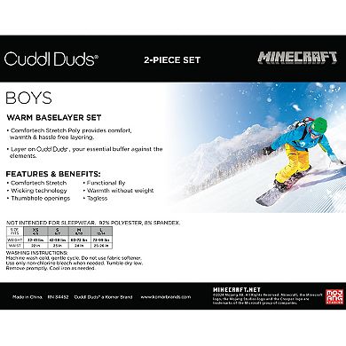 Boys 4-20 Cuddl Duds Stretch Poly 2-Piece Minecraft Base Layer Set