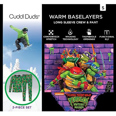 Boys 4-20 Cuddl Duds Stretch Poly 2-Piece Teenage Mutant Turtles Base Layer Set