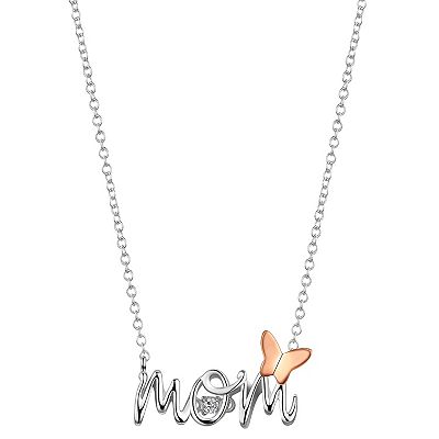 Isla Alex Two Tone Cubic Zirconia Butterfly Mom Necklace