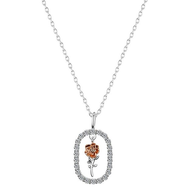 Isla & Alex Two-Tone Cubic Zirconia Rose Pendant Necklace