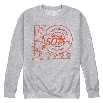 Men's Peanuts Beagle Scout Snoopy Flag Logo Fleece Sweatshirt